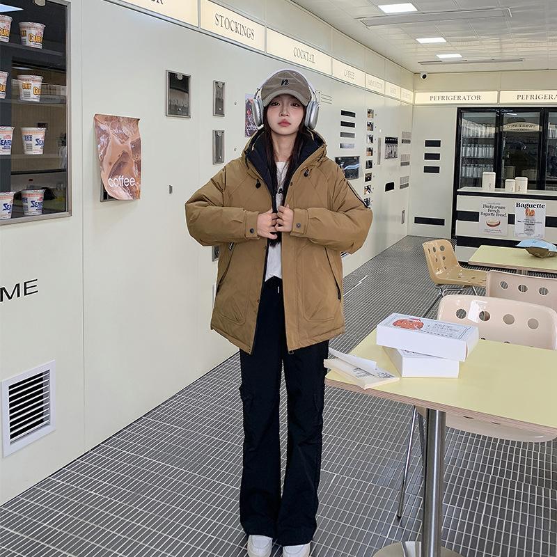 2025 winter new plus-size down cotton jacket women's middle school over the knee student bread suit sports leisure couple jacket