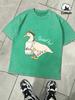 The Big Goose Who Loves Drawing Retro Tee Mans Summer Cotton Hip Hop TShirts Soft Washed Top Unisex Fashion Loose Clothing