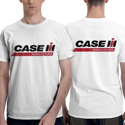 Traktor Case Logotyp Unisex T-shirt Dubbelsidig Överdimensionerade T-shirts Unisexs Rundhalsad Bomulls-T-shirts Korta Sommar Herr