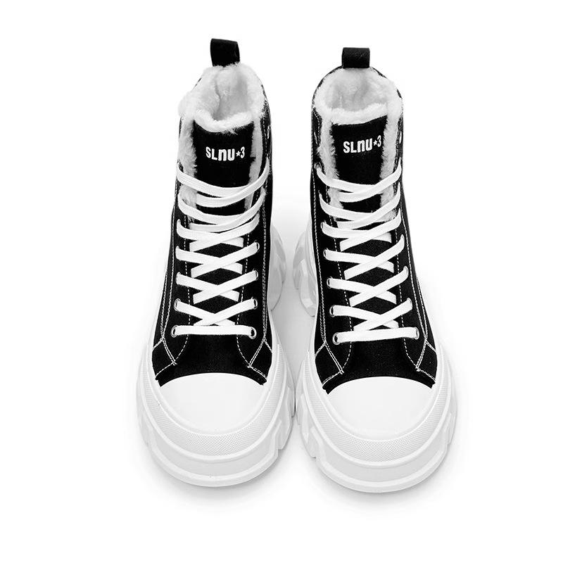 Herren High-Top Fleecegefütterte Winter Canvas Sneaker mit dicker Sohle