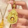 Color Preserved Diamond Studded Life's Four Beauties, Hollow Out Filigree, Rotating Gourd Pendant, Copper Gold Plated Gourd Pendant