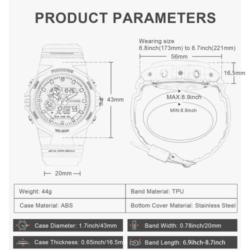 Reloj de Mujer PINDOWS, Resistente al Agua 50M, Reloj Deportivo Digital para Exterior con Multifunción, Luz de Fondo LED, Calendario, Alarma y Cronómetro