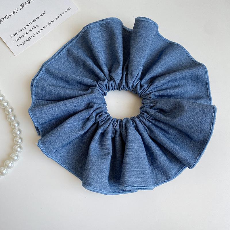 

Korean Double-Layer Hair Tie: Versatile Large Intestine Style for Low Ponytail and Fashionable Headband синій