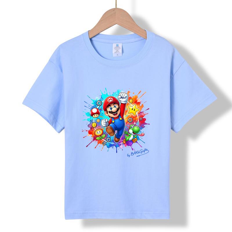 MC-17 MINISO 2026 Summer New Printed Cotton Round Neck T-shirt for Children Aged 1-16, Boys and Girls