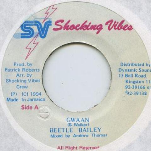 

7-дюймовая пластинка BEETLE BAILEY - Gwaan Shocking Vibes 1994 Ямайка Регги, Ска и Даб