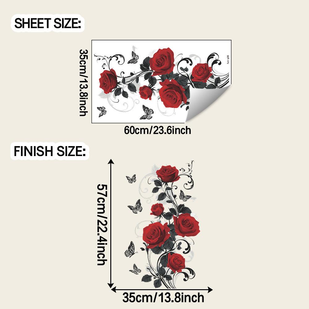 

Креативные ретро наклейки с красными розами и бабочками для украшения и благоустройства ванной комнаты