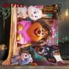 Cute Cats and Dogs 2D Flat Pattern Flannel Blanket High Quality All Seasons Warmth and Comfort Perfect for Christmas Gifts.MMT0918373