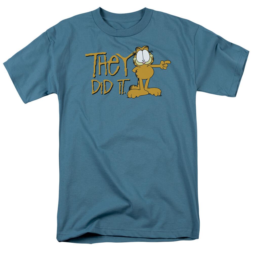 26 Garfield They Did It T Shirt Mens Licensed Jim Davis Comic Tee Slate Unisex T-Shirt M