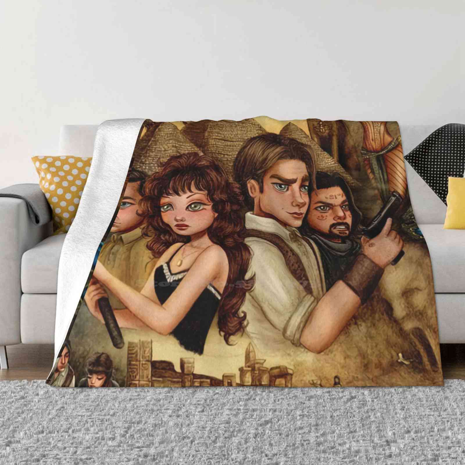Vintage Yellow Poster Best Selling Room Household Flannel Blanket The Mummy La Momia Egyptology Egiptologia Movies Fantasi Rick 30x40in