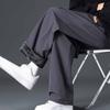 Men's Fleece-Lined Straight-Leg Pants Fleece-Lined Thickened One-Piece Fleece Sweatpants for Autumn and Winter Loose Sports Casual Long Pants
