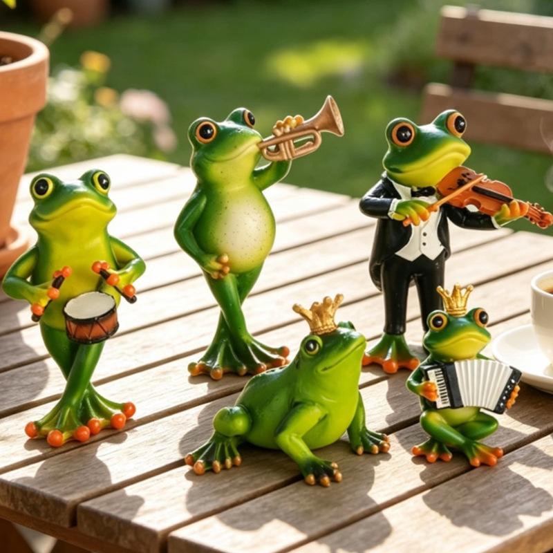 Band, Frog Exercise, New Novelty Frog, Resin Crafts, Pastoral Frog Ornament