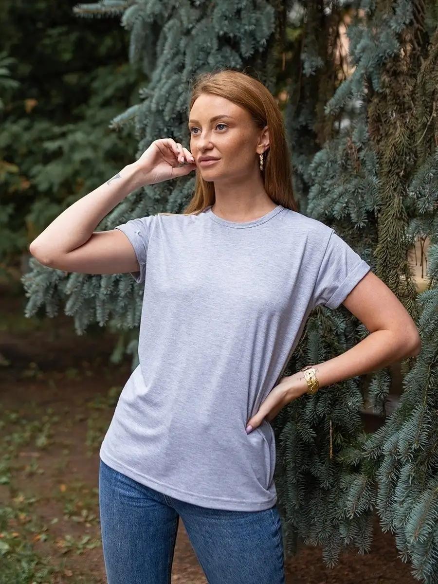 Women s T-shirt Grey Plain Cotton Basic Loose S