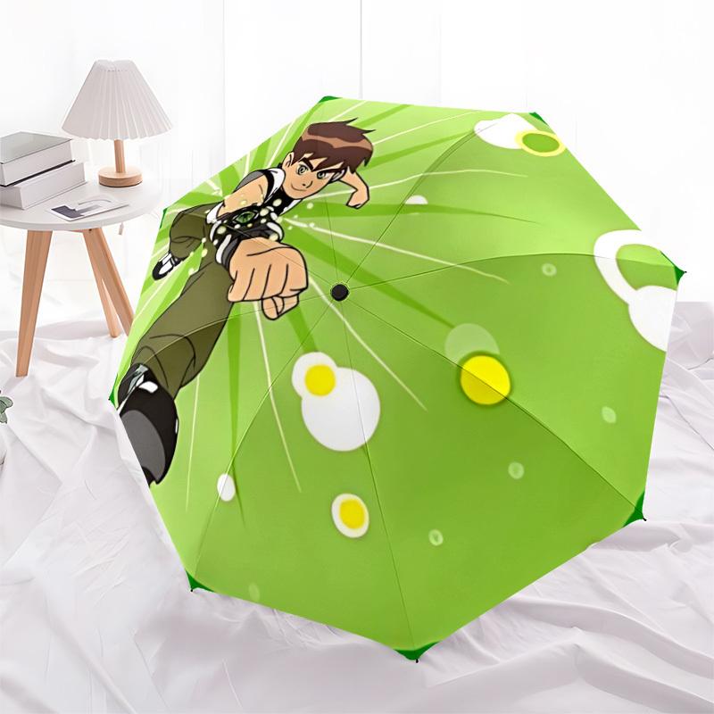 1pc Ben 10 Automatic Folding Personality Personality Umbrella, Portable Collapsible Design, 8-Rib Iron Frame, All-Season Casual Outdoor Accessory for
