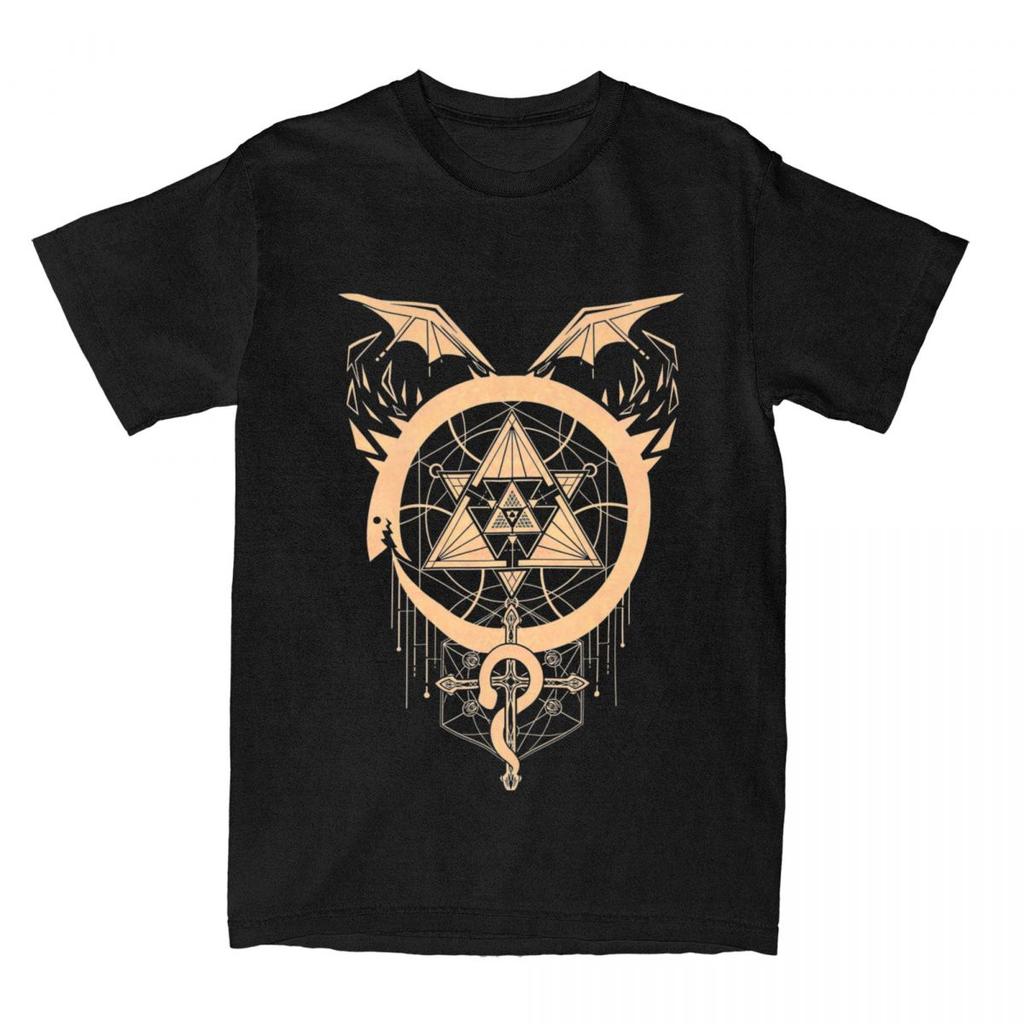 Men Fullmetal Alchemists Fusion T Shirt Alchemy Crossing Pure Cotton Clothing Crazy Short Sleeve Round Neck Tee Shirt T-Shirts