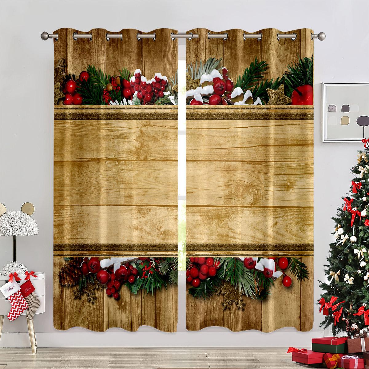 

Christmas-themed bedroom sunshade curtain, home festival decorative curtain, living room sunshade curtain. Decor 50W60H(CM)X2PCS&Grommet Top
