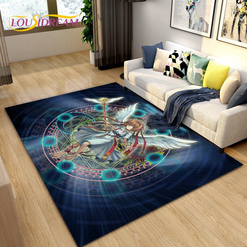 Cute Cartoon Cardcaptor Sakura Area Rug,Carpet Rug for Living Room Bedroom Sofa Doormat Decoration, Kids Play Non-slip Floor Mat