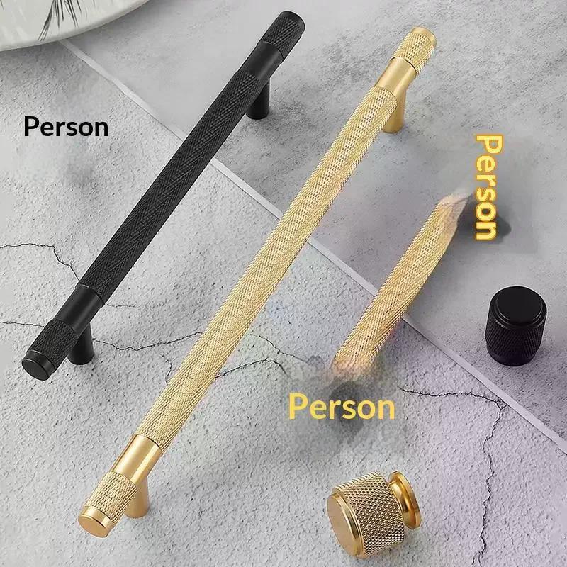 Gold Knurled Handles For Cabinet And Drawer Aluminum Alloy Wardrobe Handles Kitchen Cabinet Pulls Knurled Drawer Knobs