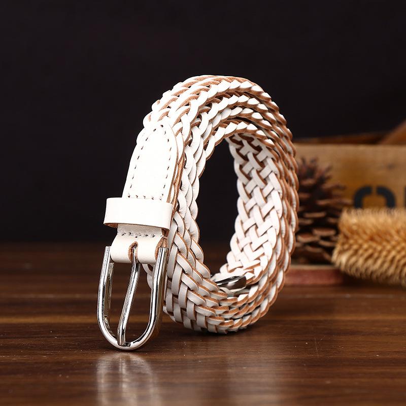 New Fashion Light Luxury Hand-Woven Belt Women'S Genuine Leather Pure Cowhide Woven Belt Women'S Personalized Trend Belt