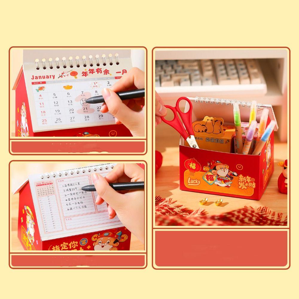 Chinese Style Horse Year Calendar Cartoon Standing Flip Calenda 2026 Desk Calendar Spring Festival