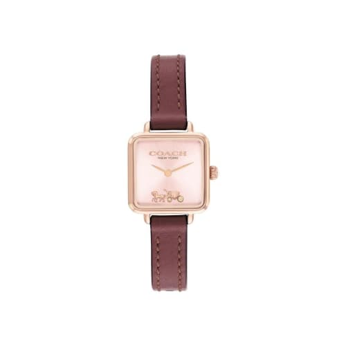 Coach Women's CASS Square Watch In Pink and Wine Red with Leather Strap (14504229)