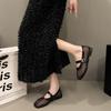 Fashion Weaving fishing net hollow ballet shoes for women in summer 2025, flat mesh mesh Mary Jane shoes, minimalist sandals