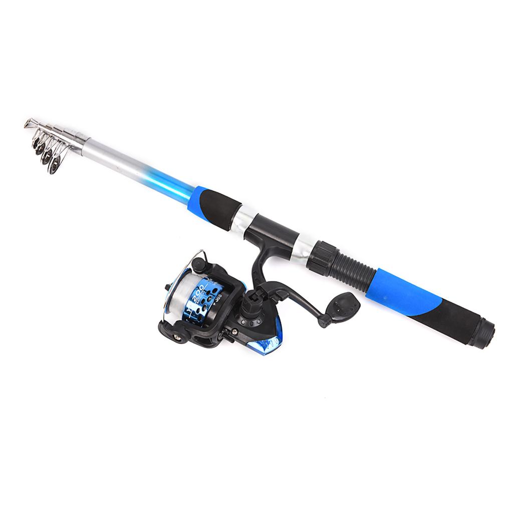 Fishing Rod Reel Combo Full Kit with 2PCS 2.1m Telescopic Fishing Rods 2PCS Spinning Reels Fishing Lures Hooks