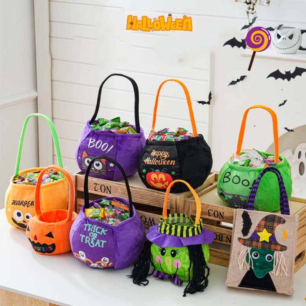 Cloth Pumpkin Candy Bucket Trick or Treat Stuffed Cotton Tote Bags Halloween Candy Bag  Children