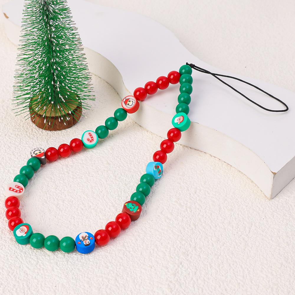 Ingenious Christmas Phone Wrist Strap Mobile Phone Chain Beaded Keychain Wristlet Lanyard Anti-lost for IPhone AirPods Samsung