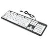 Black Low Vision Keyboard USB Wired Old People Keyboard with White Large Print Keys US Layout QWERTY