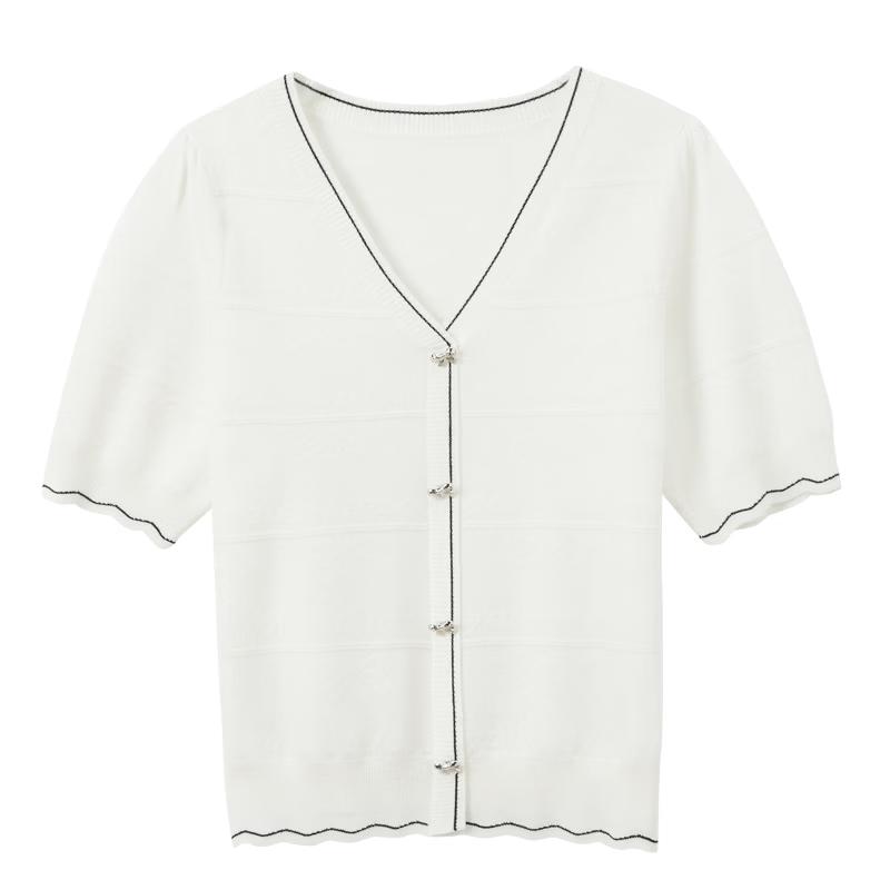 Women s V-Neck Puff Sleeve Knit Top S 155/80A