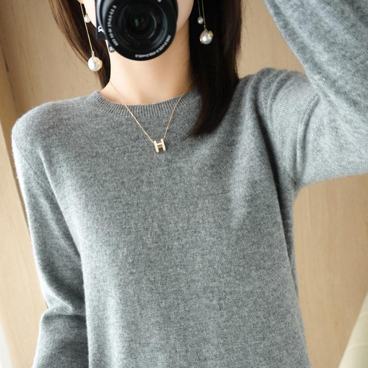 Rundhals Strickpullover Damen Einfarbig Basis Pullover Lockerer Jumper Innenschicht Strickwaren Oberteil Vielseitiger Pullover Freizeitpullover Herbst Winter