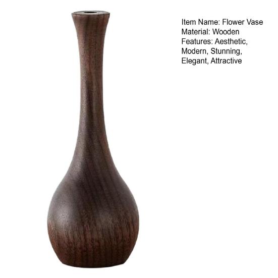 Mini Wooden Vase for Dried Flowers Natural Walnut Aromatherapy Diffuser Vintage Small Decorative Vase for Desk Shelf Home Decor