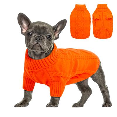 Turtleneck Dog Clothes Woven Clothing 2024 Autumn and Winter New Solid Color Knitted Sweater Pet Clothing