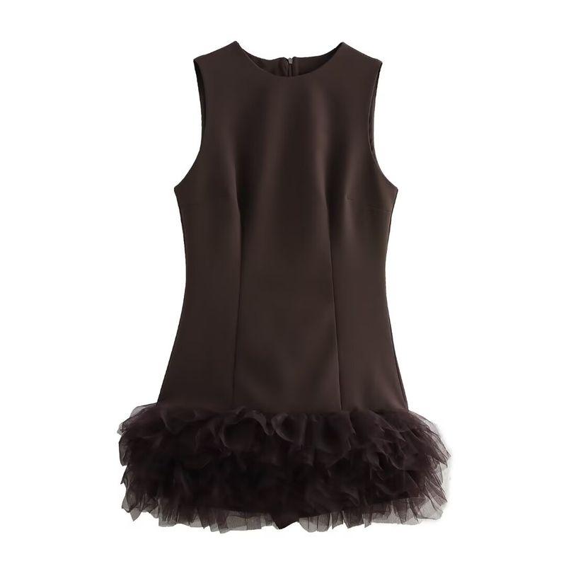 Kaslead New Arrival Women's Clothing Fashion Style Fashion Minimalist Silk Net Patchwork Dress 4661289