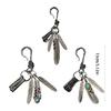 Distinctive Feather Keychain Charm In Antique Silver With Turquoise for Individualistic Fashion Statements Pieces