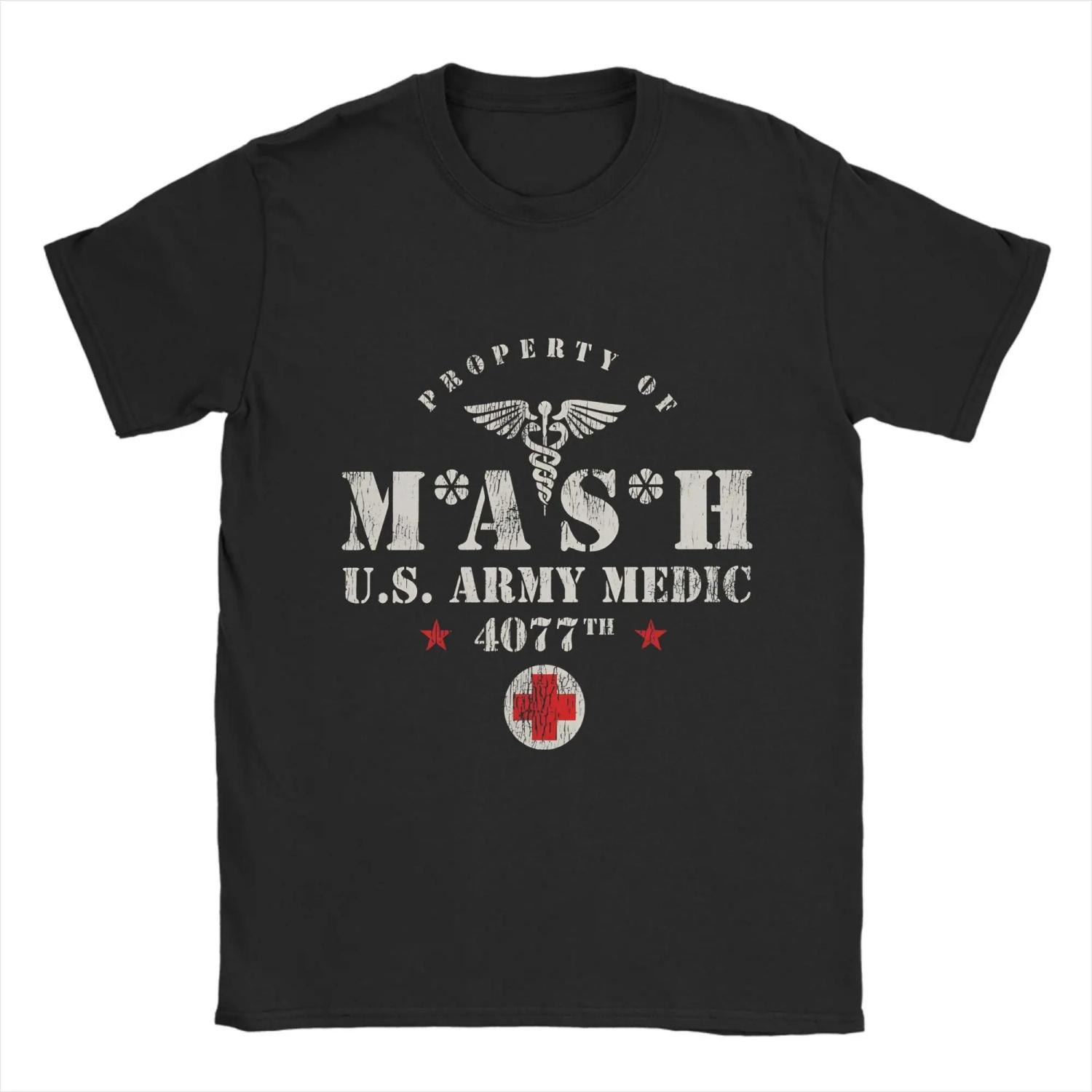 

Men s MASH 4077 T Shirts Cotton Clothes Awesome Short Sleeve Crew Neck Tees Plus Size T-Shirts S чёрный