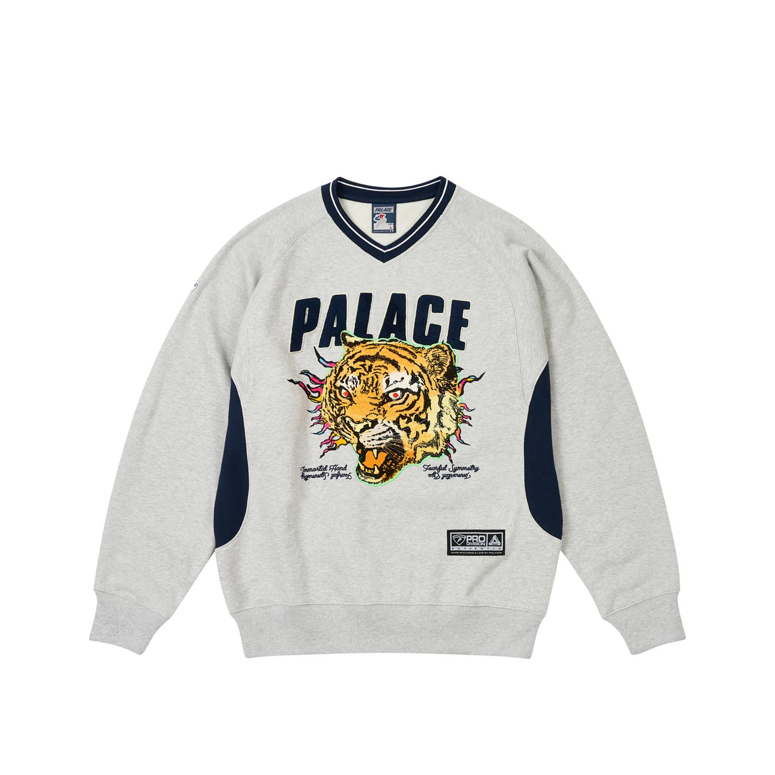 

Palace Tora Tora Crew Серый меланж Унисекс Топы P28CS061 L