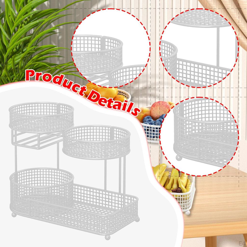 Fruit Basket 3 Tiers Iron Storage Stand for Party Counter Dining Table Black