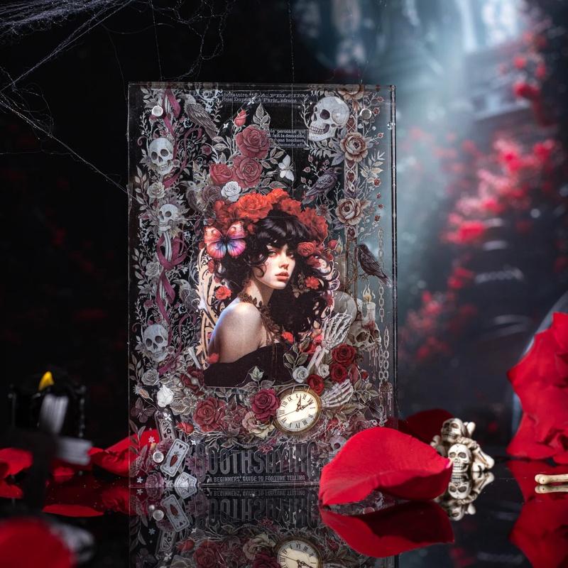 1Roll Halloween Gothic Rose Skeleton Washi Tape For Scrapbooking DIY, Journal Decoration, Phone Case Notebook Decor