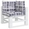 3 Piece Palette Cushion Set Grey Checkered Pattern Fabric