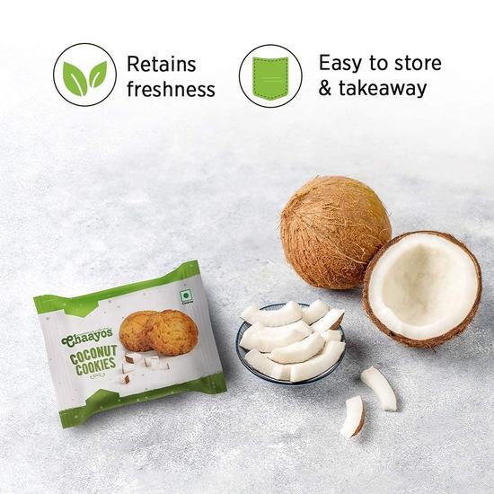 Chaayos Chai Time Snacks - Premium Coconut Cookies | Crunchy Snack | 450g (18 Packs)
