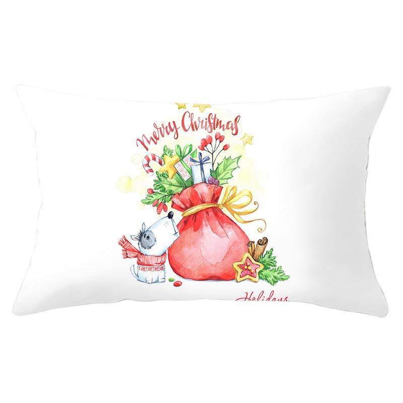 Simple Cartoon Print Series Christmas Waist Pillowcase Peach Skin Printed Pillowcase Home