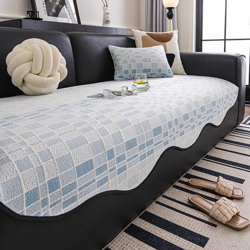Cool Doudou Ice Silk Sofa Cushion Retro Lattice Non-slip Simple Summer Cool New Straight Row Sofa Cushion Special-shaped