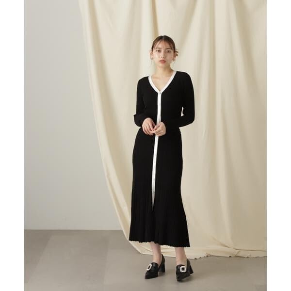 Sukienka damska Jill by Jill Stuart na co dzień, prążkowana, dzianinowa, z tyłu, w kolorze niebieskim