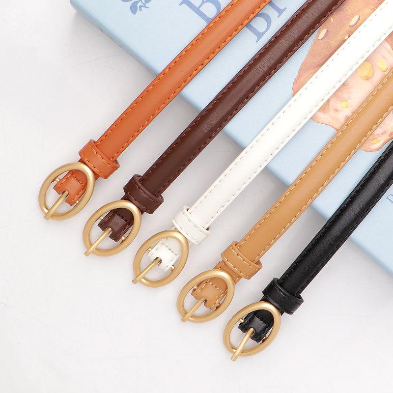 New Women's Fresh Thin Belt - Dopamine Oval Buckle, Fashionable & Versatile for Dresses