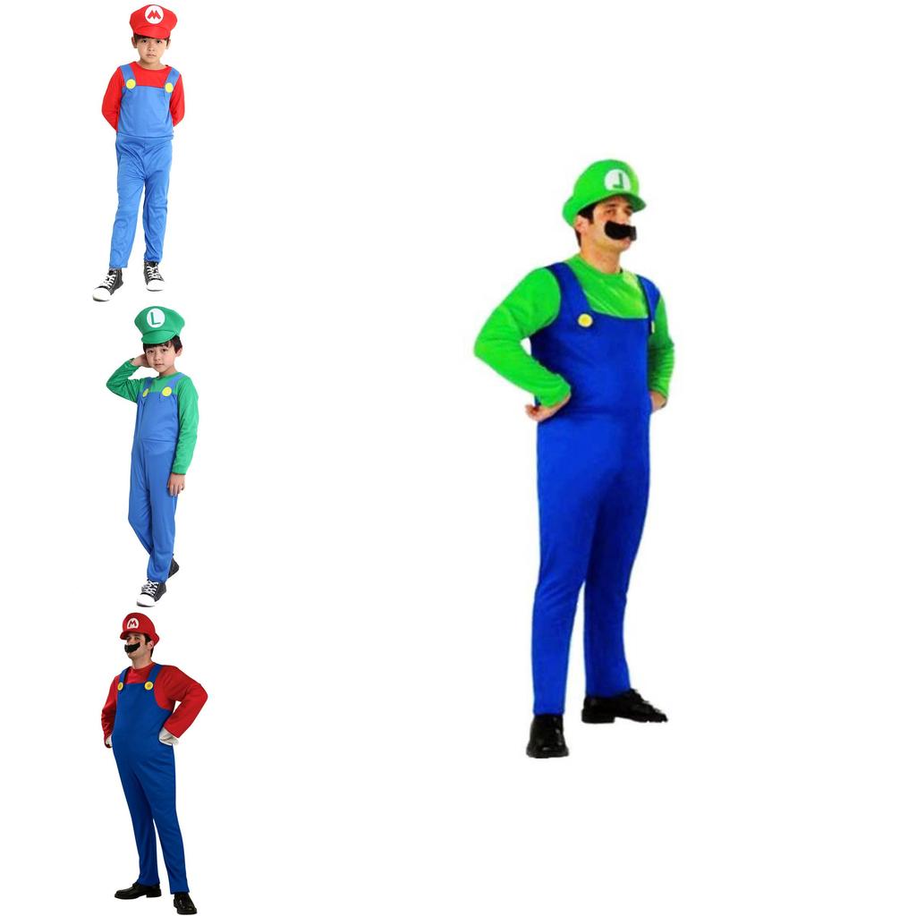 Super Mario Bros Luigi Costume For Kids And Adults Breathable Full Body Cosplay Dress With Exquisite Workmanship