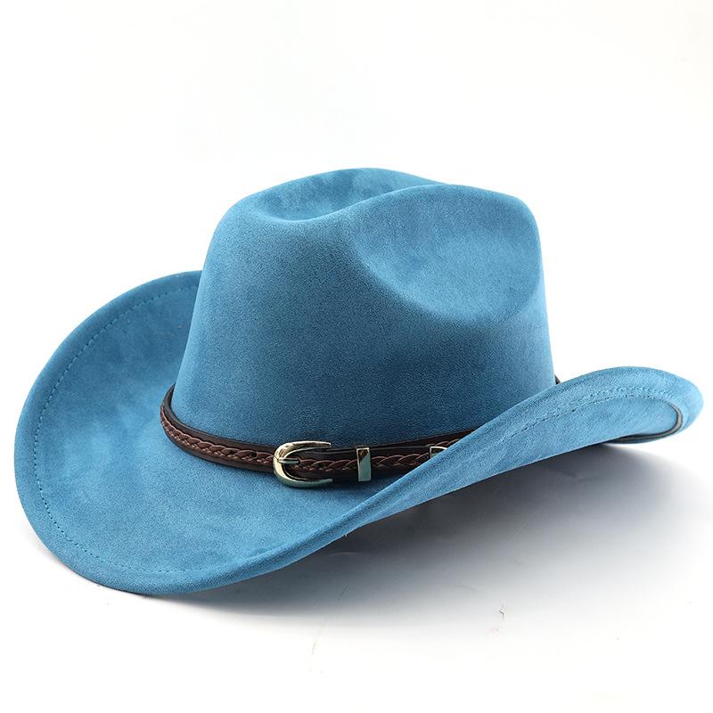 New Fashion Suede Cowboy Fedoras Cap Retro Unisex Outdoors Big Brim Top Hat Western Style Handsome Britain Panama Jazz Hat