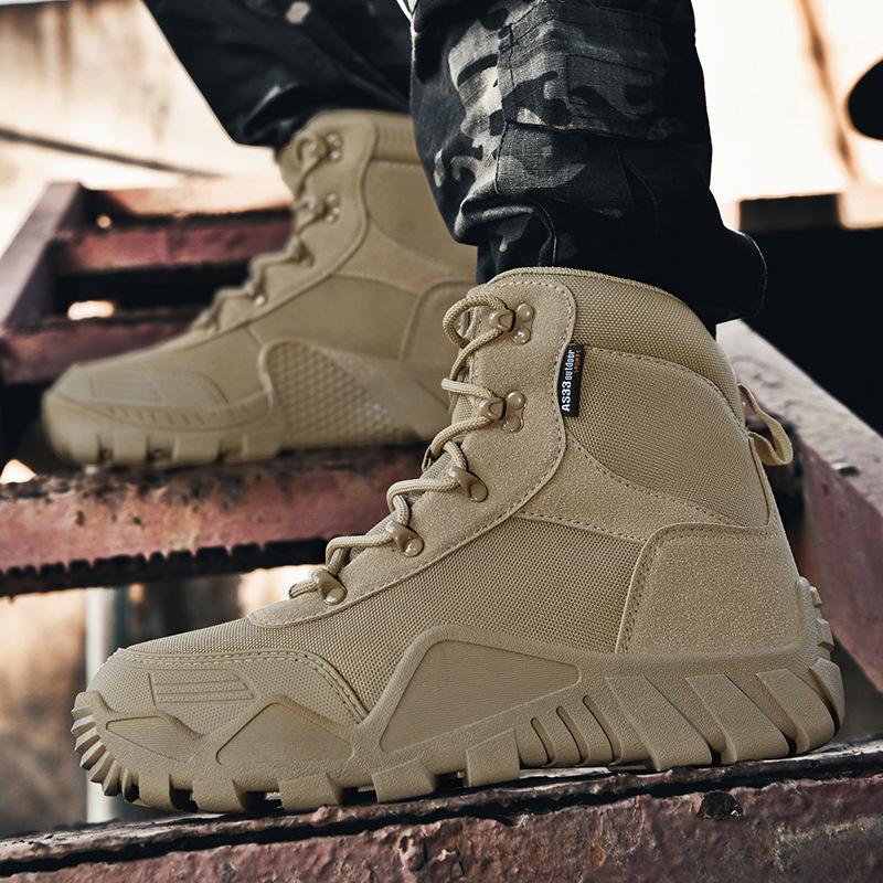 Men's Plus Size Mid-Top Tactical Hiking Boots - Outdoor Military Desert Field Boots