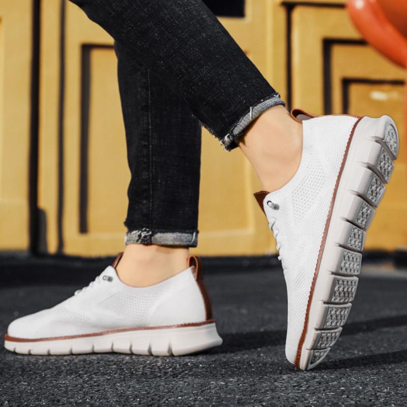 Large Size British Bullock Casual Men's Shoes Fashion Trend Flying Woven Breathable Lightweight Sports Loafers