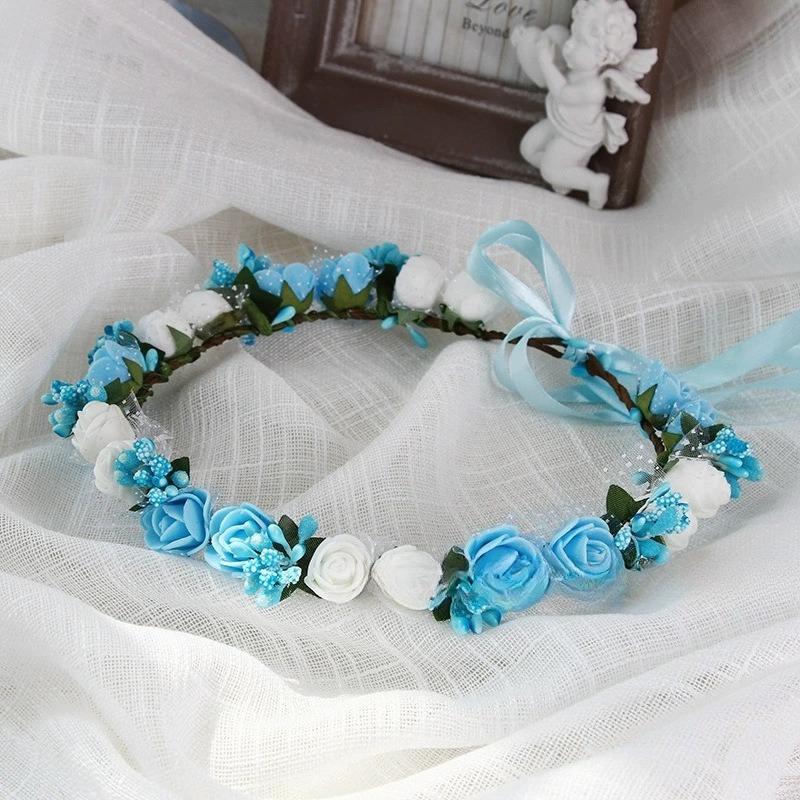 Rosenkranz Blumen Haarring Braut Brautjungfer Kopfschmuck Stirnband Hochzeitsfoto Küstenfotografie Requisiten